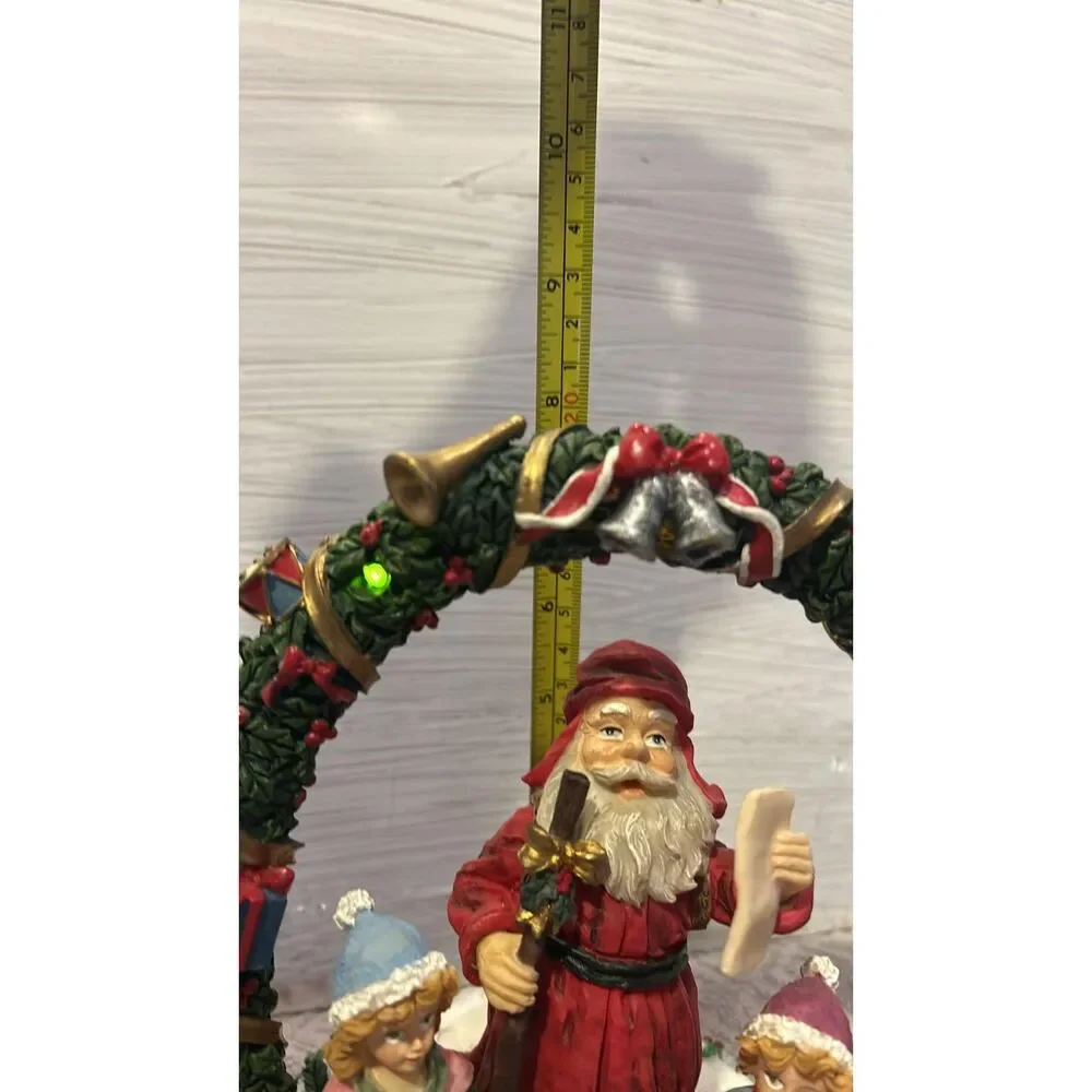 Vintage Santa Under Holy Arch wi5th Christmas Carolers Plays music and light up